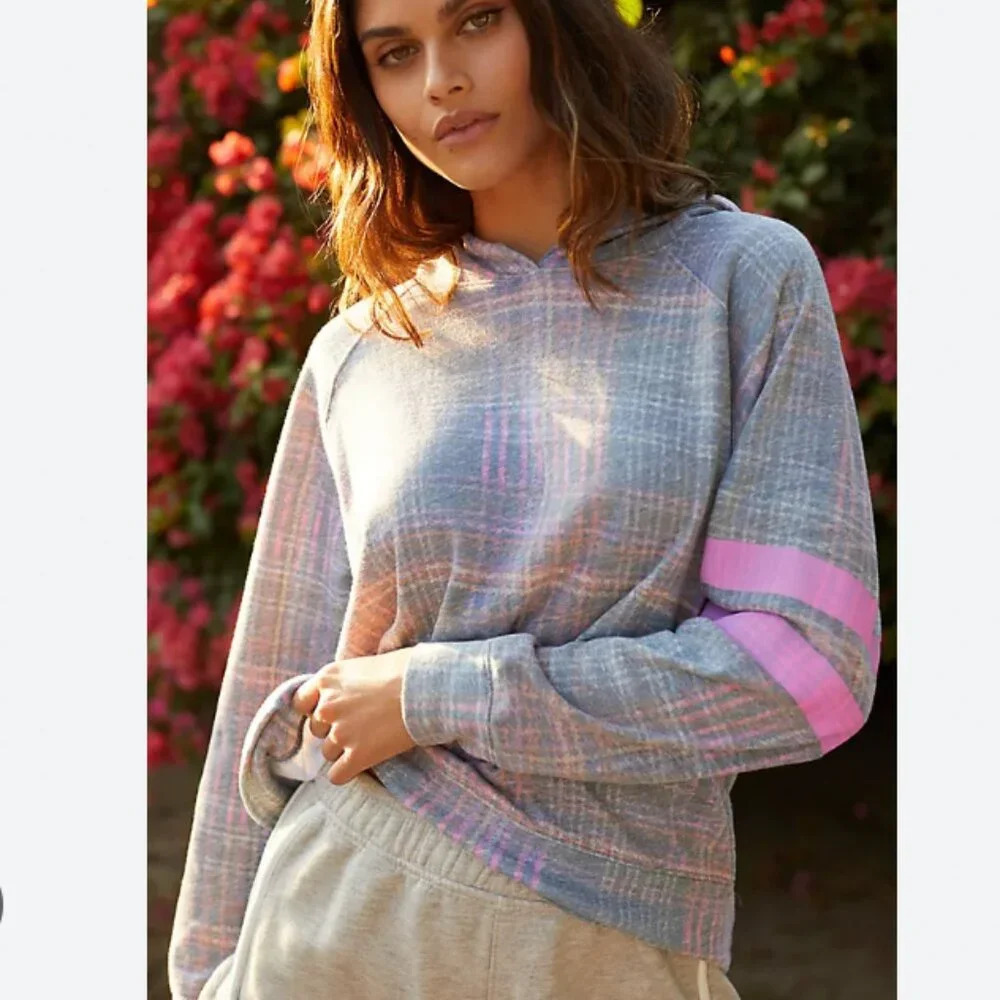 Sundry Plaid Hoodie Size Small VGUC